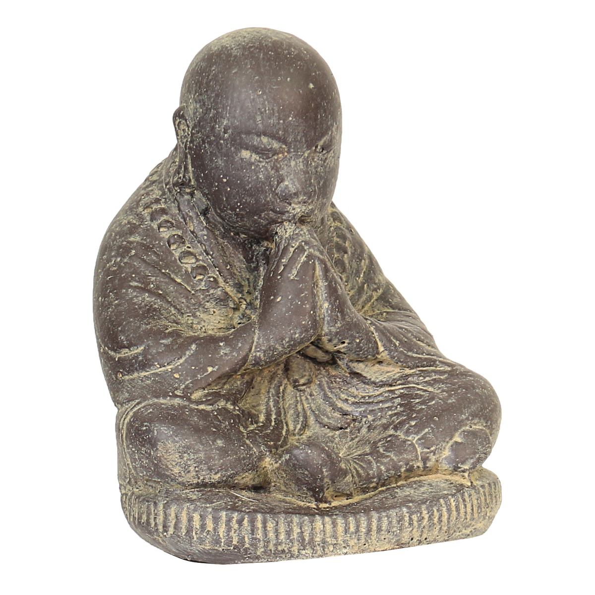 Mönch sitzend Steinfigur Skulptur Stein Lavasand Bali Garten Deko Frostfest Gartenfigur für innen oder außen 20 cm