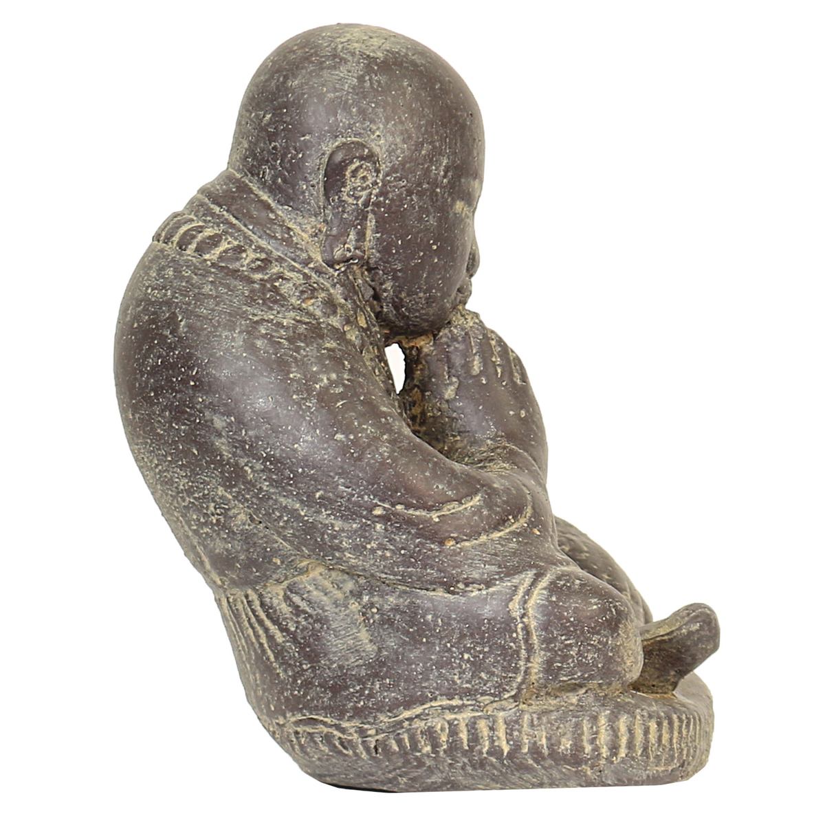 Mönch sitzend Steinfigur Skulptur Stein Lavasand Bali Garten Deko Frostfest Gartenfigur für innen oder außen 20 cm