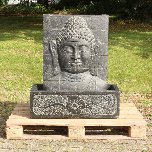 Buddha Wand Stein Relief Wasserwand Outdoor Garten Deko 2 Teilig 92 cm