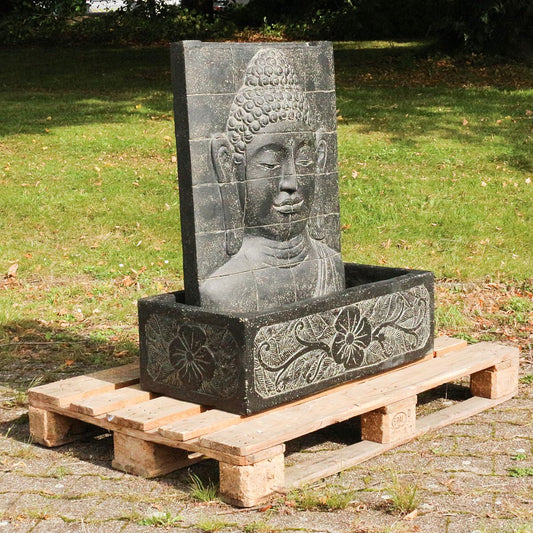 Buddha Wand Stein Relief Wasserwand Outdoor Garten Deko 2 Teilig 92 cm