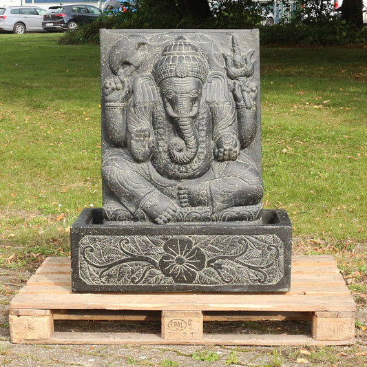 Ganesha Brunnen Relief Garten Figur Gartenfigur aus Lavastein 92 cm