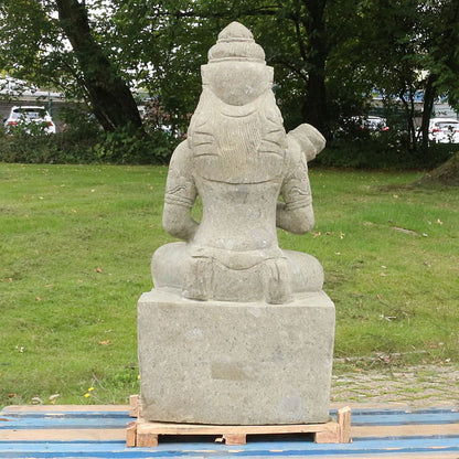 Dewi Tara Stein Figur Statue Gartenfigur Steinfigur Dekofigur Gartendeko sitzend Massiv aus Greenstone 100 cm