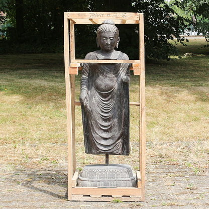 Buddha Thorso Statue Figur Skulptur Asien Indonesien Deko Steinguss Lavastein Gartenfigur auf Eisen 132 cm