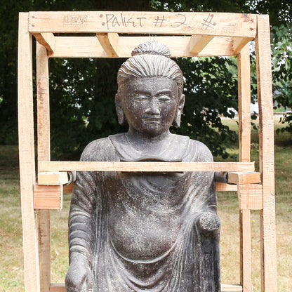 Buddha Thorso Statue Figur Skulptur Asien Indonesien Deko Steinguss Lavastein Gartenfigur auf Eisen 132 cm
