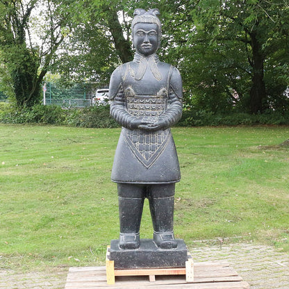 Samurai Krieger aus Stein Japan Steinfigur Skulptur Gartenfigur Massiv frostsicher für innen und außen Steinkrieger stehend 200 cm