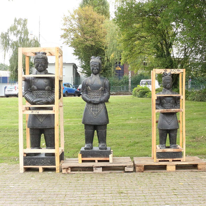 Samurai Krieger aus Stein Japan Steinfigur Skulptur Gartenfigur Massiv frostsicher für innen und außen Steinkrieger stehend 200 cm