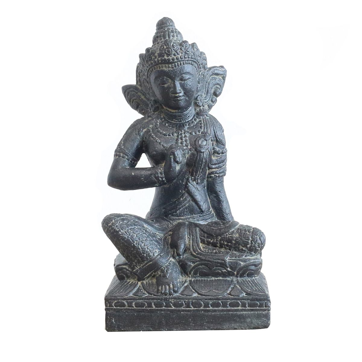 Sri Dewi Skulptur Stein Lavasand Indonesien Bali Gott Hinduismus Steinfigur Stein Figur Frostfest für innen oder außen sitzend 35 cm