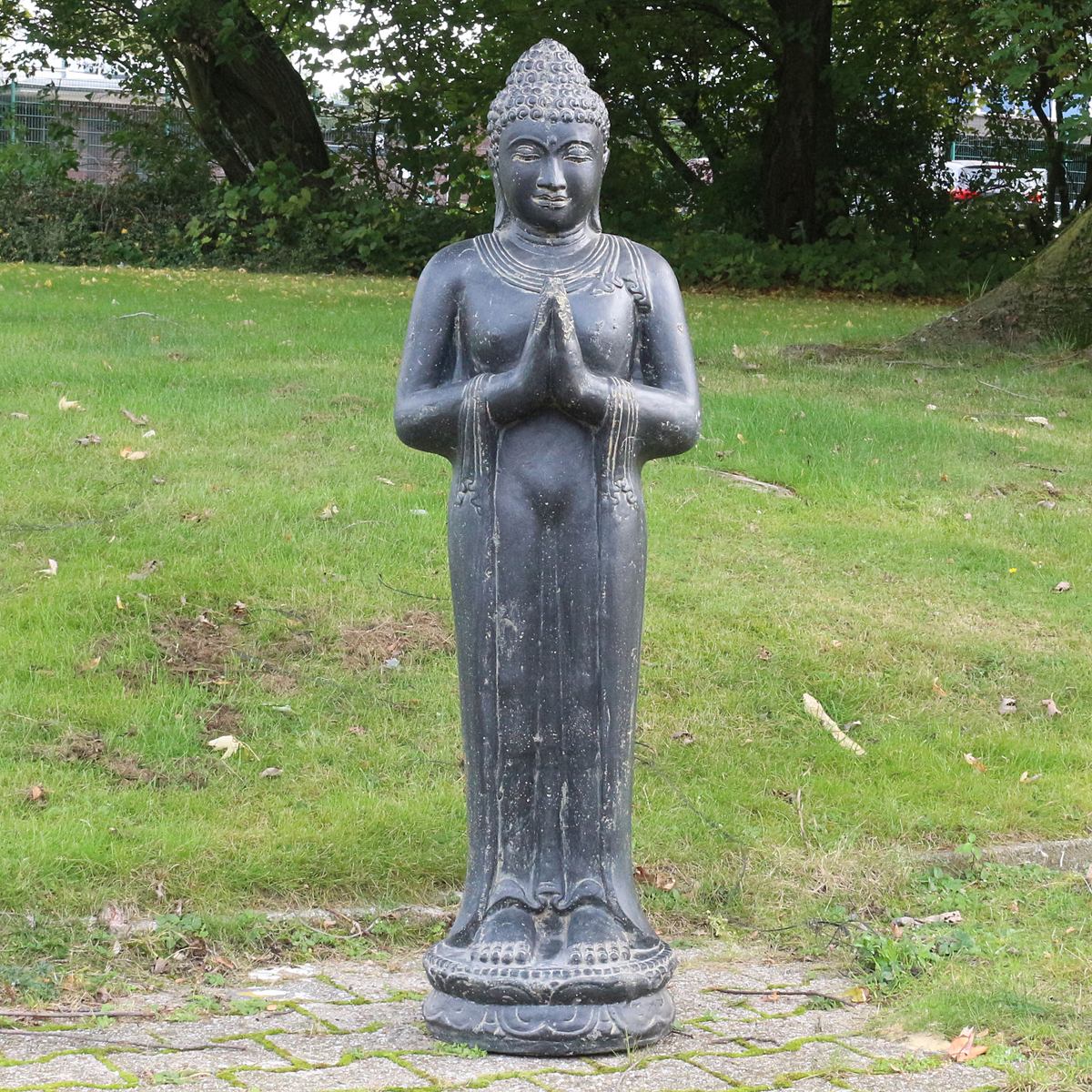 Buddha Statue Figur Skulptur Stehend Asien Indonesien Deko Steinguss Lavastein Gartenfigur Skulptur Greetings 150 cm