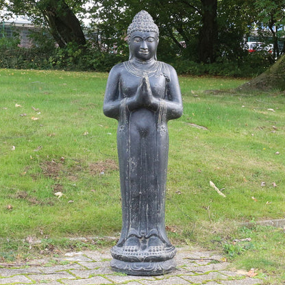 Buddha Statue Figur Skulptur Stehend Asien Indonesien Deko Steinguss Lavastein Gartenfigur Skulptur Greetings 150 cm