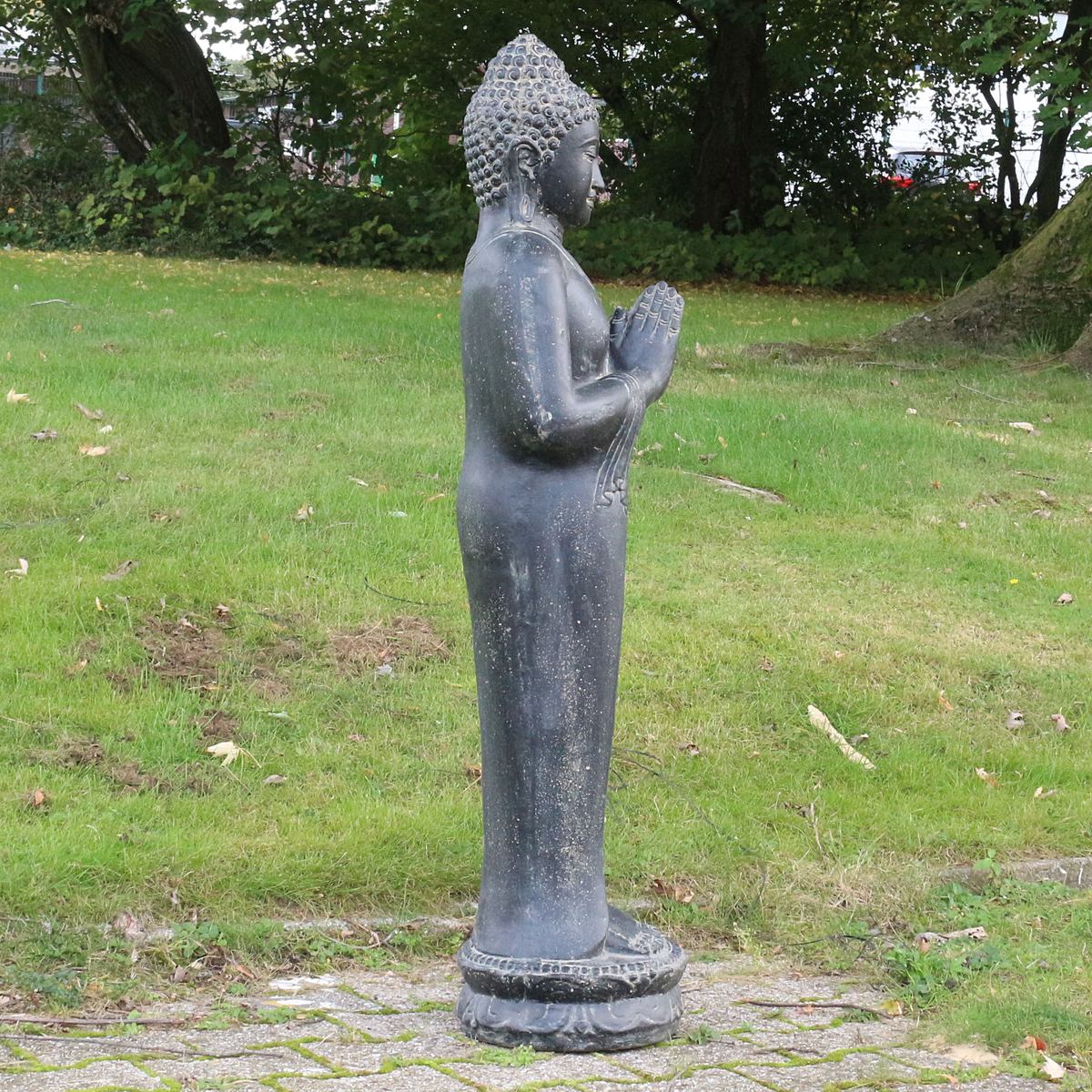 Buddha Statue Figur Skulptur Stehend Asien Indonesien Deko Steinguss Lavastein Gartenfigur Skulptur Greetings 150 cm