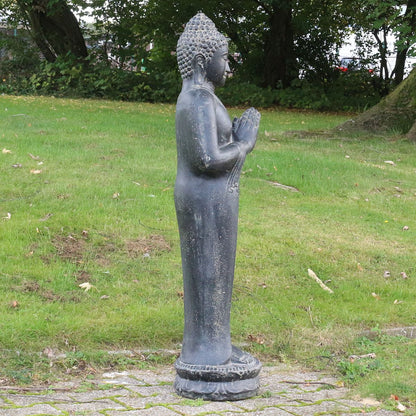 Buddha Statue Figur Skulptur Stehend Asien Indonesien Deko Steinguss Lavastein Gartenfigur Skulptur Greetings 150 cm