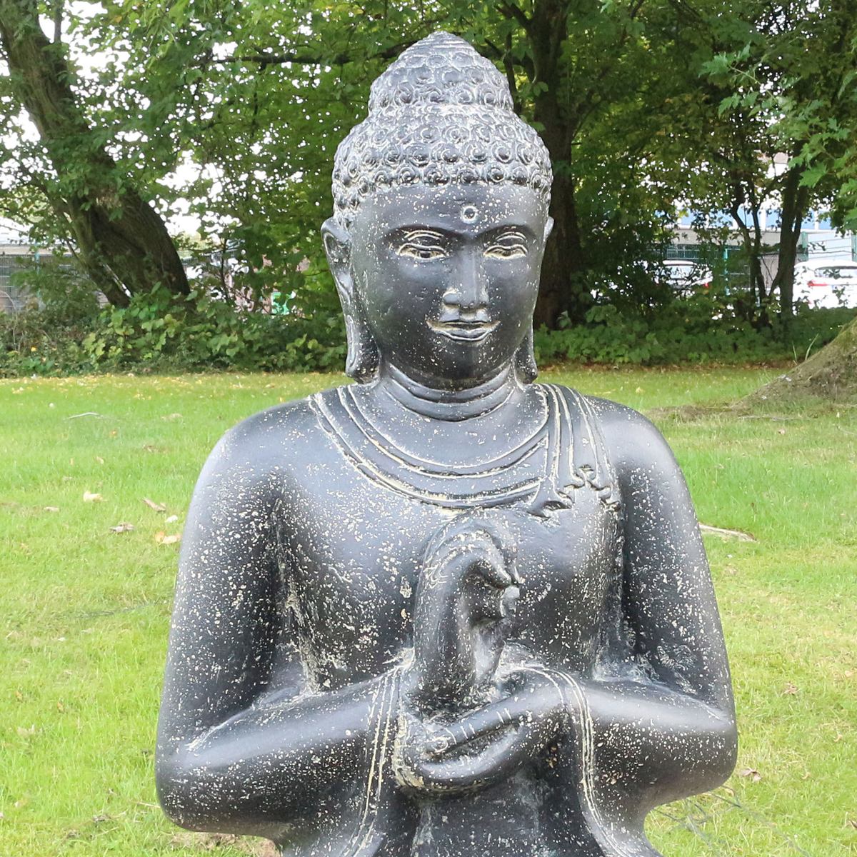Buddha Steinfigur Deko aus Stein für den Garten frostsicher wetterfest groß Steinbuddha