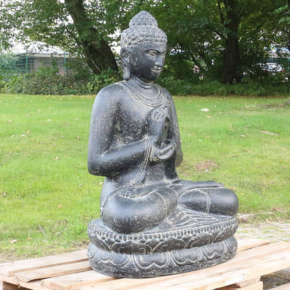 Buddha Steinfigur Deko aus Stein für den Garten frostsicher wetterfest groß Steinbuddha