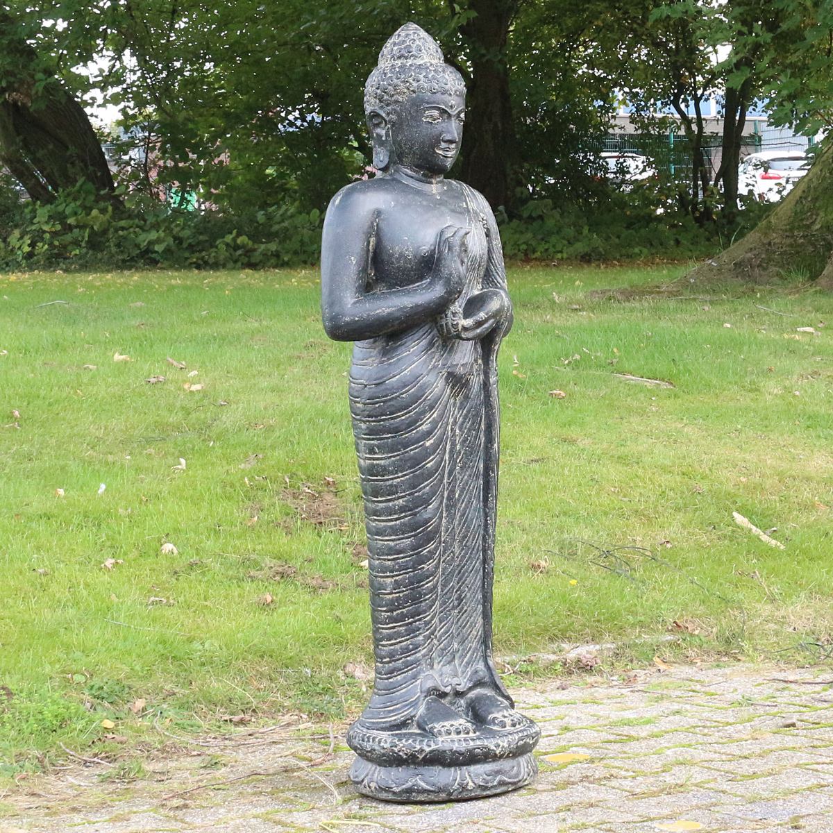 Buddha Steinfigur Deko aus Stein für den Garten frostsicher wetterfest groß Steinbuddha