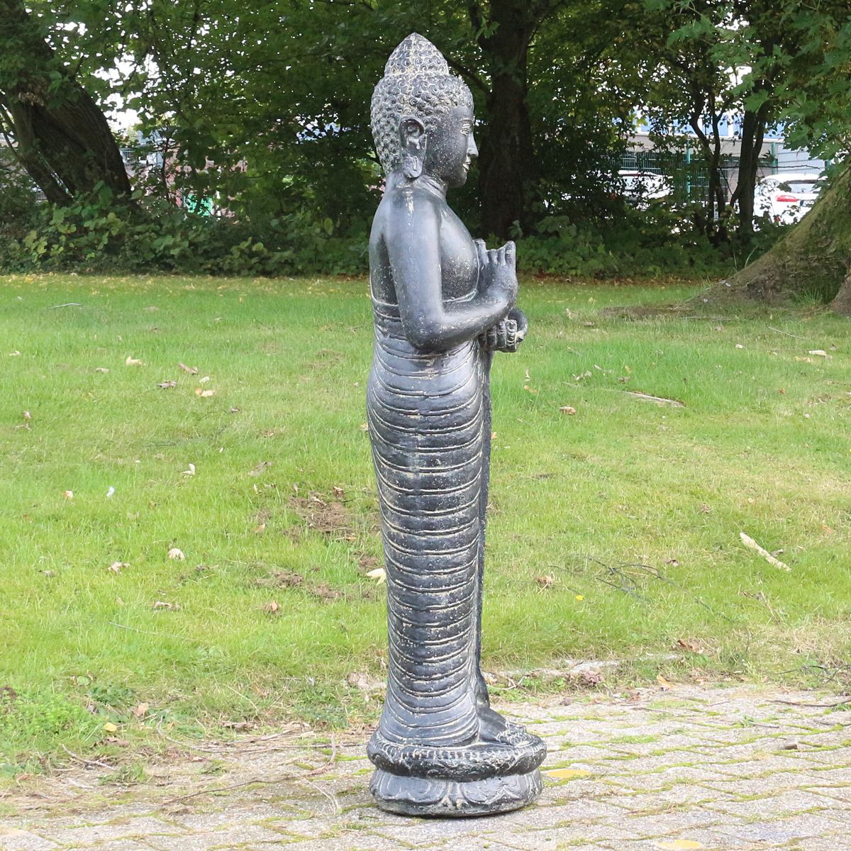 Buddha Steinfigur Deko aus Stein für den Garten frostsicher wetterfest groß Steinbuddha