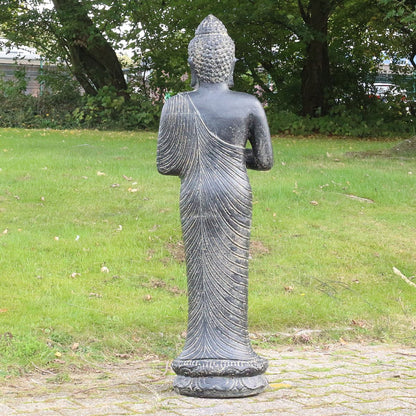 Buddha Steinfigur Deko aus Stein für den Garten frostsicher wetterfest groß Steinbuddha