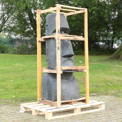 Moai Kopf Steinfigur Gartendeko aus Stein groß massiv wetterfest