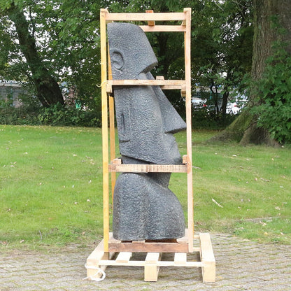 Moai Kopf Steinfigur Gartendeko aus Stein groß massiv wetterfest