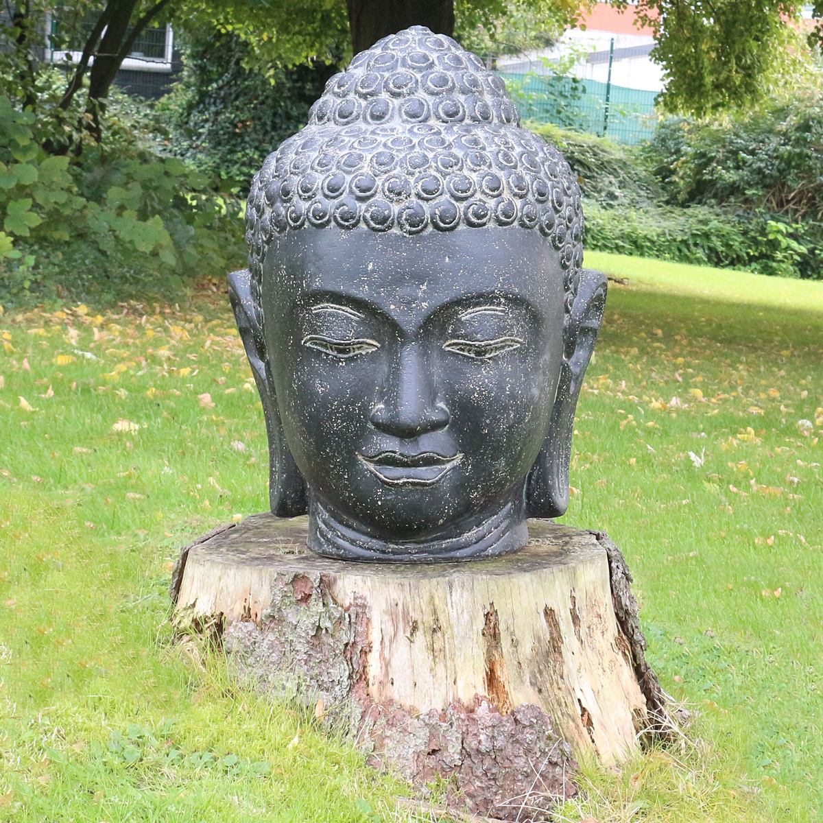 Buddhakopf aus Stein Steinfigur Gartenfigur Buddha Gartendeko