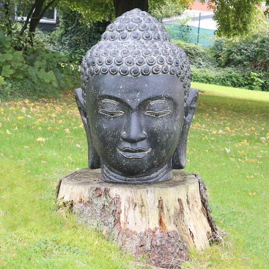 Buddhakopf aus Stein Steinfigur Gartenfigur Buddha Gartendeko