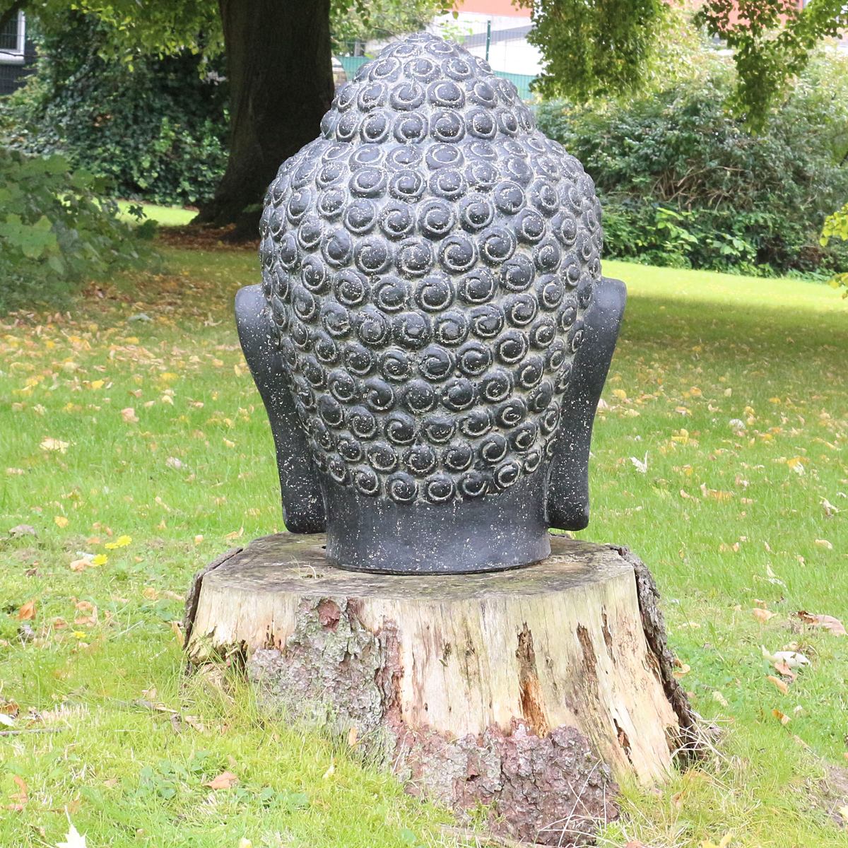 Buddhakopf Buddhafigur Buddha Gatenfigur Steinfigur Gartendeko Garten Deko aus Stein wetterfest frostsicher 