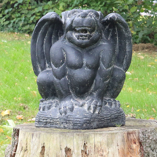 Gargoyle Torwächter Figur Skulptur Stein Wächter Lavasand Bali Garten Deko 32 cm