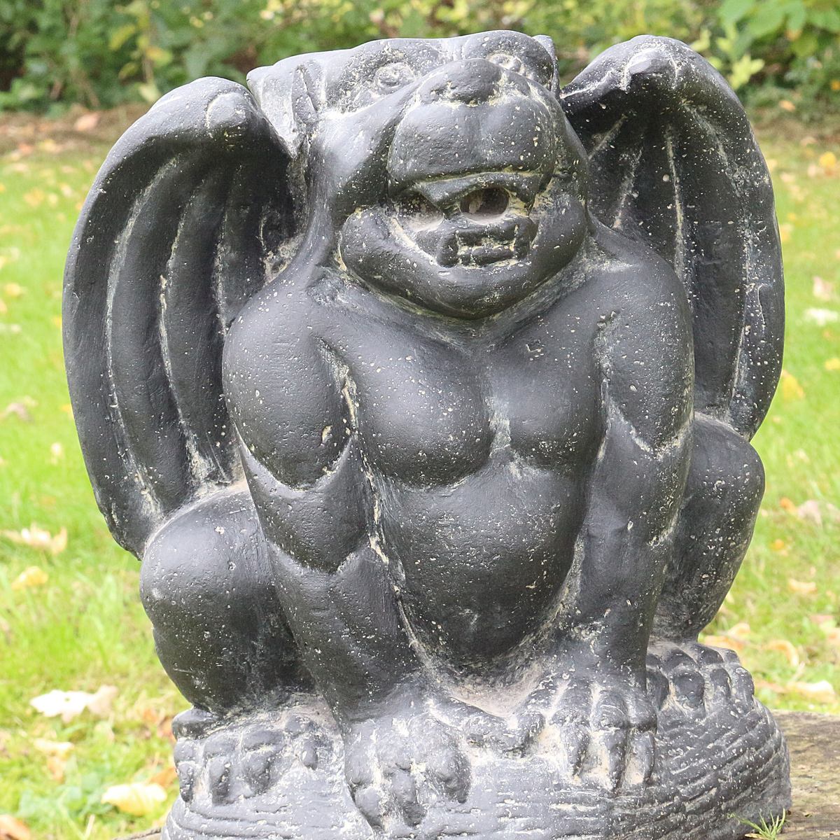 Gargoyle Torwächter Figur Skulptur Stein Wächter Lavasand Bali Garten Deko 32 cm