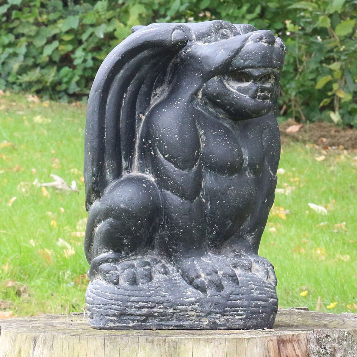 Gargoyle Torwächter Figur Skulptur Stein Wächter Lavasand Bali Garten Deko 32 cm