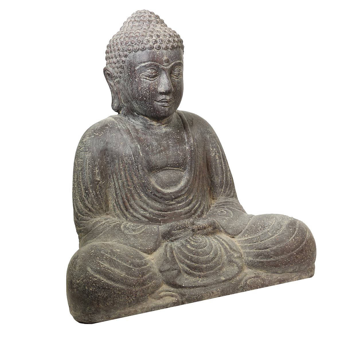 Buddha Steinfigur sitzend Skulptur Japan Stein Figur Statue Garten Asien 40 cm