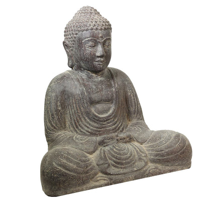 Buddha Steinfigur sitzend Skulptur Japan Stein Figur Statue Garten Asien 40 cm