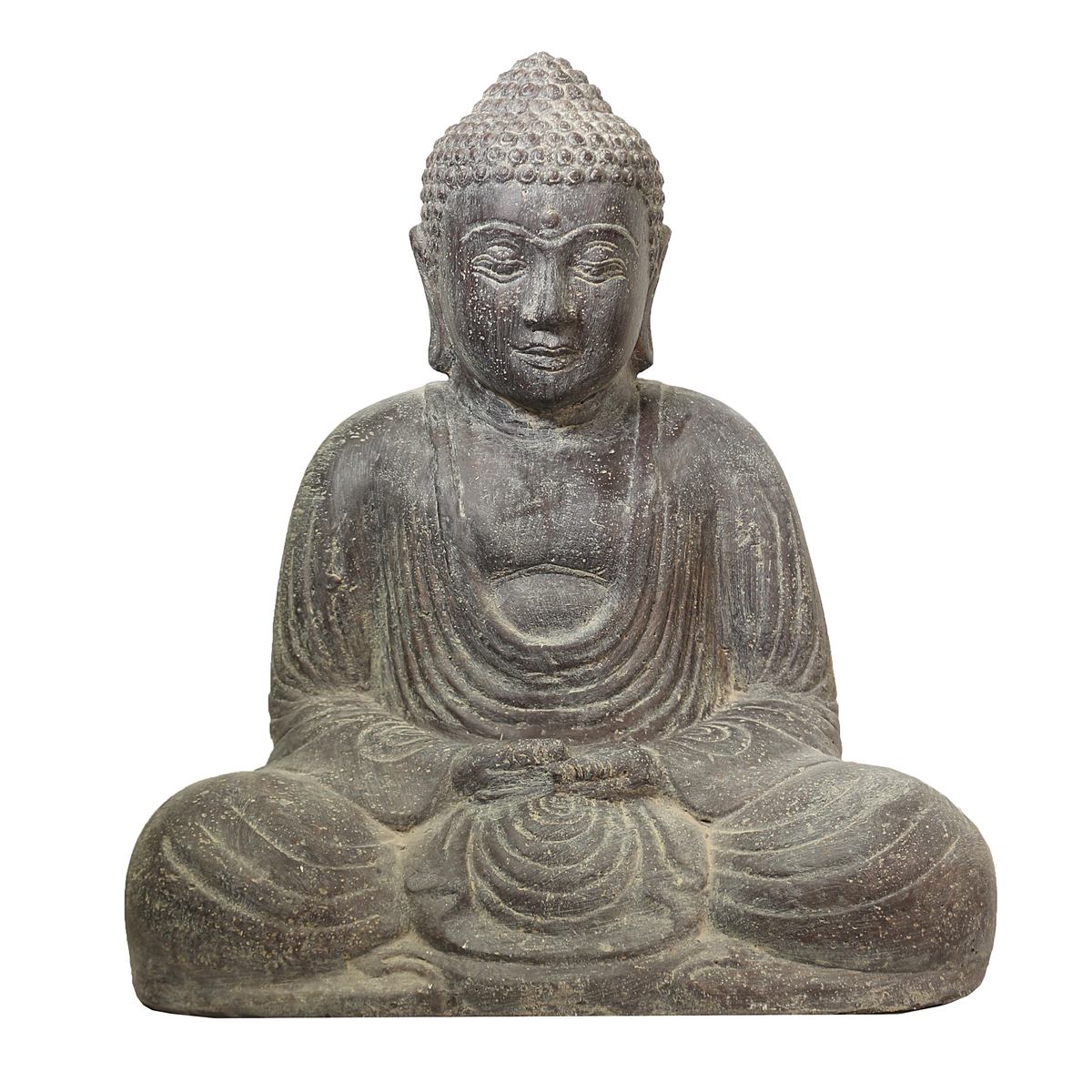 Buddha Steinfigur sitzend Skulptur Japan Stein Figur Statue Garten Asien 40 cm
