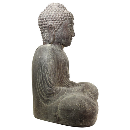 Buddha Steinfigur sitzend Skulptur Japan Stein Figur Statue Garten Asien 40 cm
