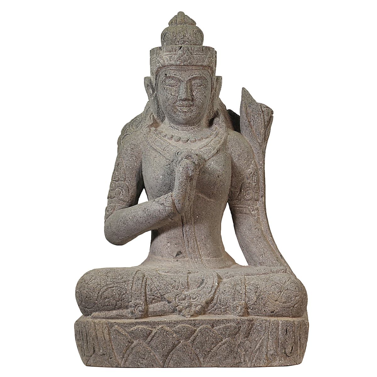 Devi Dewi TaraSteinfigur Deko aus Stein für den Garten frostsicher wetterfest groß Steindevi