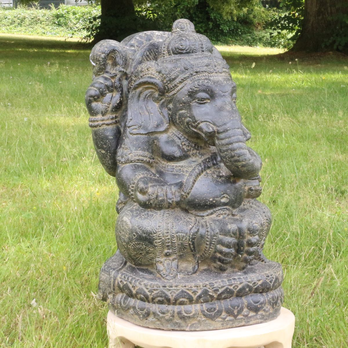 Ganesha Figur Hinduismus Buddhismus Gott Götterbote Ganapati Geschenk Garten Gartendeko Beton GRC 43 cm