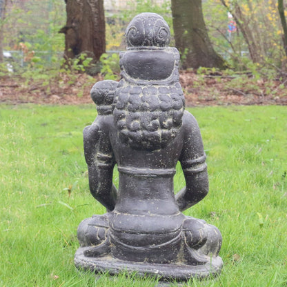 Sitzende Devi aus Stein Garten Gartenfigur Steinfigur Stein Massiv Sita Dewi Lavastein 45 cm