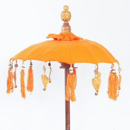 Kleiner Tischschirm aus Bali Garten Schirm Dekoration Party  Partyschirm Handarbeit Orient Dekoschirm ca. 40 cm Orange Gold