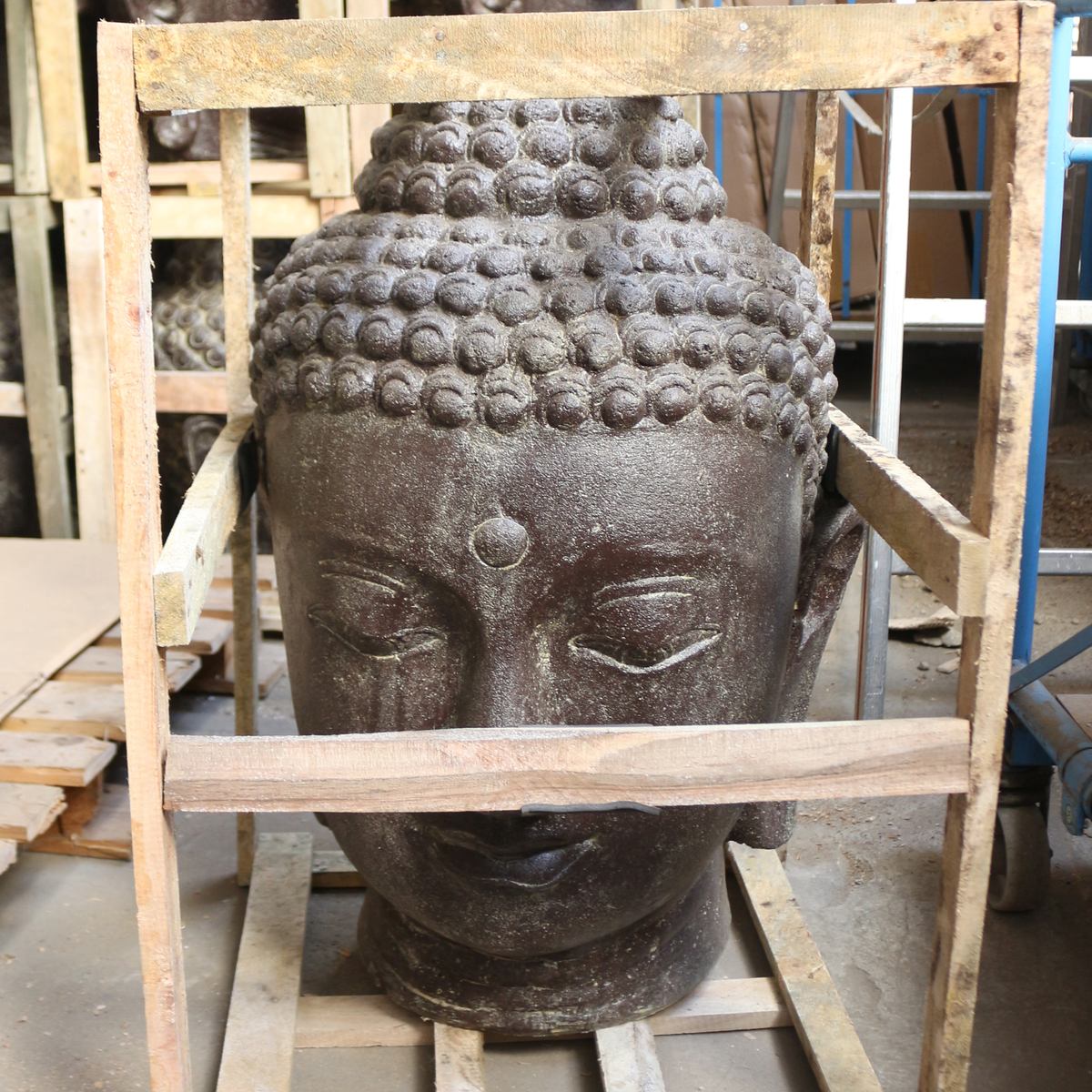 Buddha Kopf Groß Garten Steinfigur Deko Figur Skulptur Lavasand Stein Head Bali 72 cm