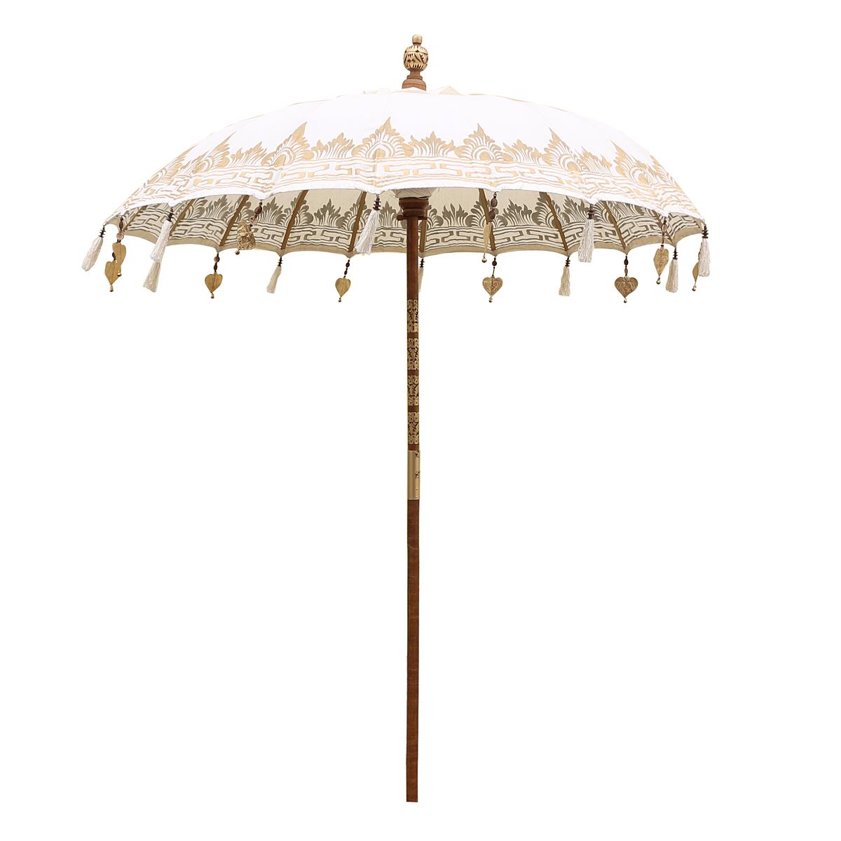 Bali Sonnenschirm 180 cm handbemalt – Creme Gold