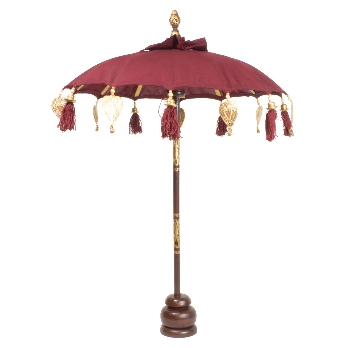 Kleiner Tischschirm aus Bali Garten Schirm Dekoration Party  Partyschirm Handarbeit Orient Dekoschirm ca. 62 cm Dunkelrot