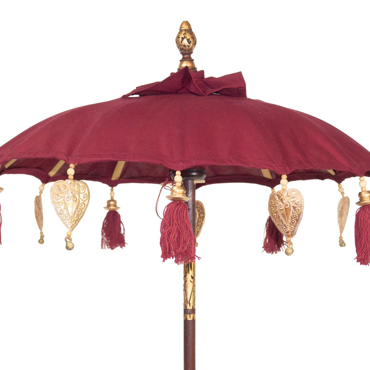 Kleiner Tischschirm aus Bali Garten Schirm Dekoration Party  Partyschirm Handarbeit Orient Dekoschirm ca. 62 cm Dunkelrot