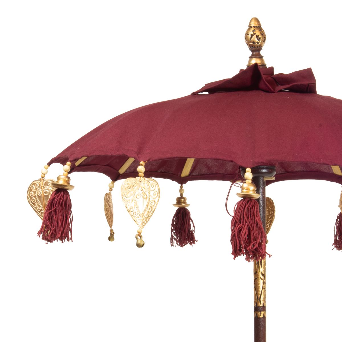 Kleiner Tischschirm aus Bali Garten Schirm Dekoration Party  Partyschirm Handarbeit Orient Dekoschirm ca. 62 cm Dunkelrot