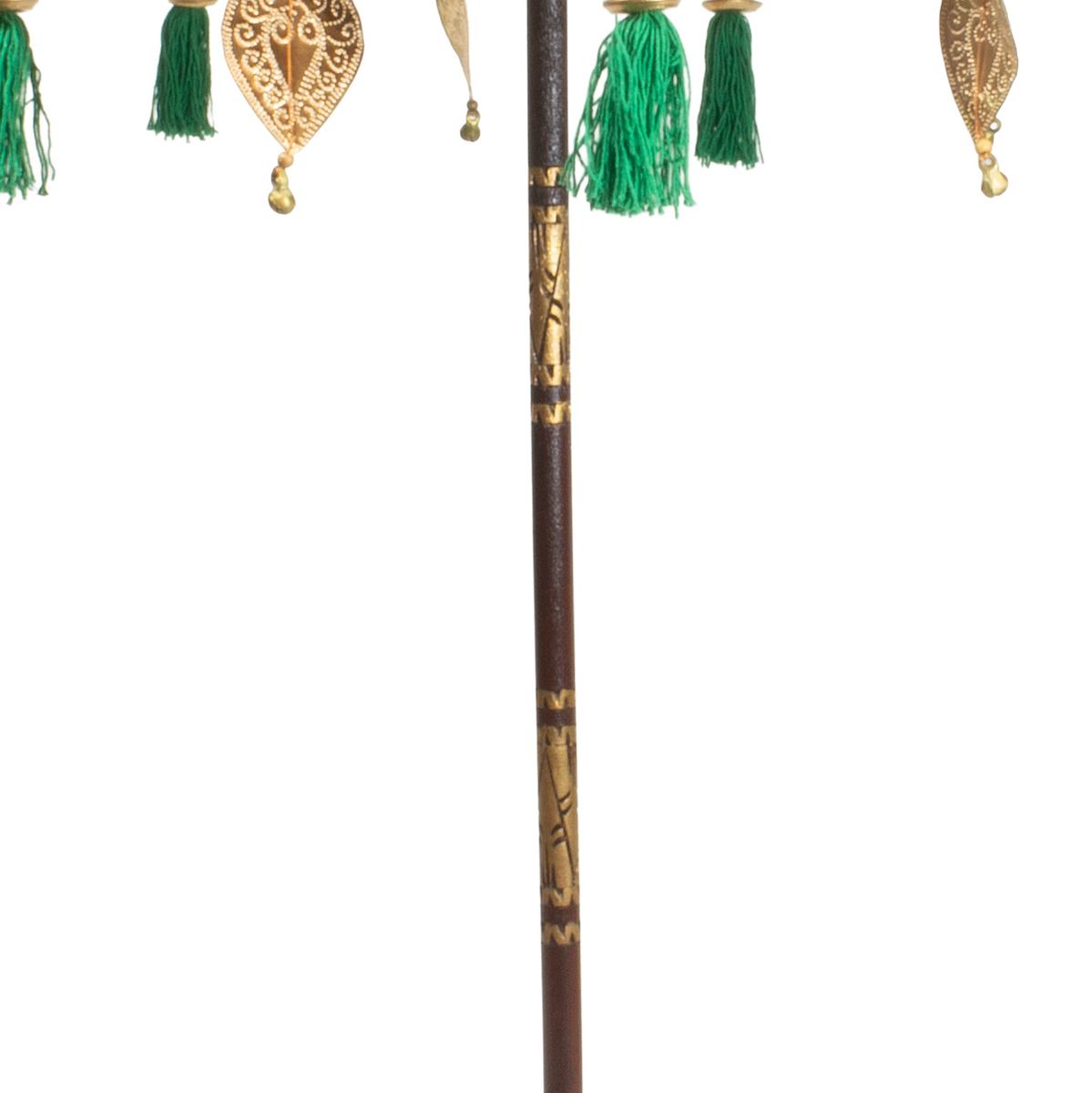 Kleiner Tischschirm aus Bali Garten Schirm Dekoration Party  Partyschirm Handarbeit Orient Dekoschirm ca. 62 cm Dunkelgrün