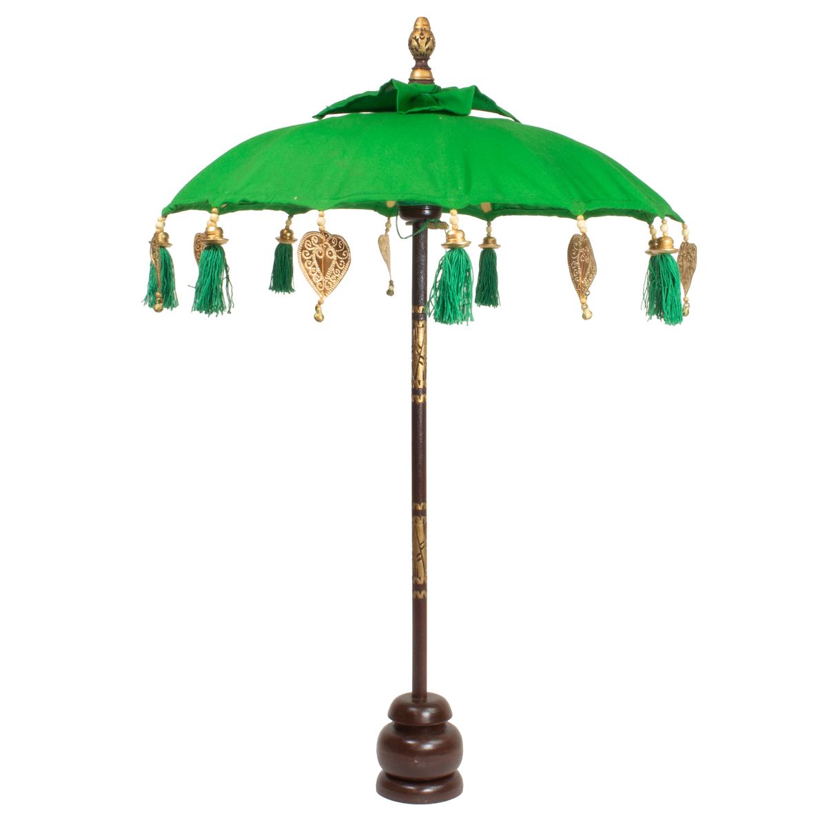 Kleiner Tischschirm aus Bali Garten Schirm Dekoration Party  Partyschirm Handarbeit Orient Dekoschirm ca. 62 cm Dunkelgrün