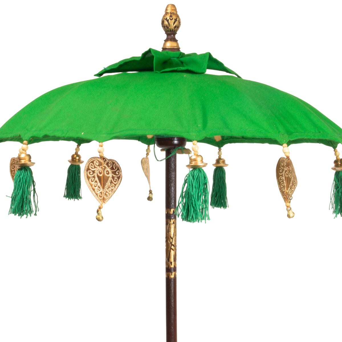 Kleiner Tischschirm aus Bali Garten Schirm Dekoration Party  Partyschirm Handarbeit Orient Dekoschirm ca. 62 cm Dunkelgrün