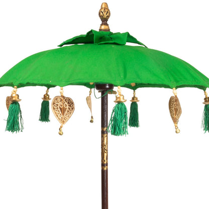 Kleiner Tischschirm aus Bali Garten Schirm Dekoration Party  Partyschirm Handarbeit Orient Dekoschirm ca. 62 cm Dunkelgrün
