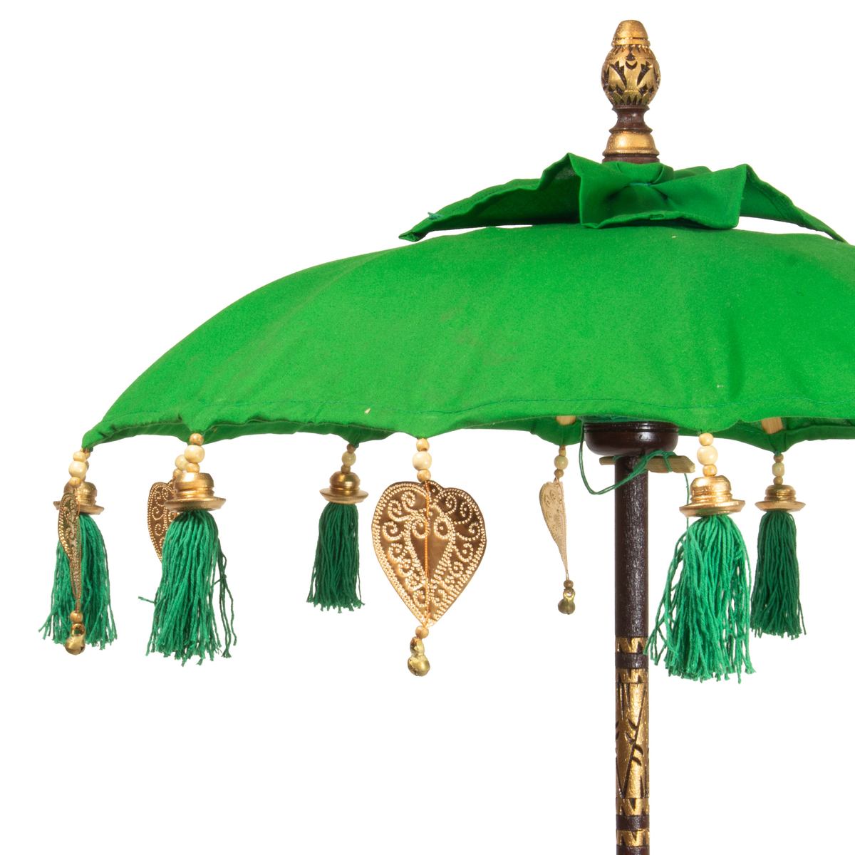 Kleiner Tischschirm aus Bali Garten Schirm Dekoration Party  Partyschirm Handarbeit Orient Dekoschirm ca. 62 cm Dunkelgrün