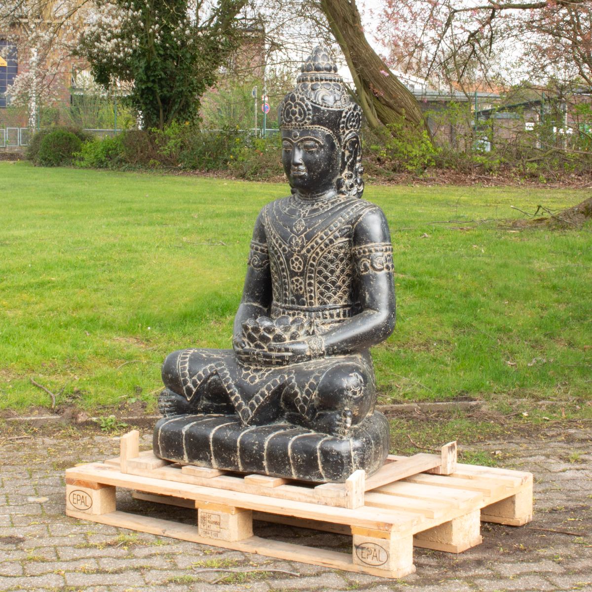 Buddha Statue sitzend Figur Skulptur Asien Indonesien Deko GRC Beton Gartenfigur 126 cm