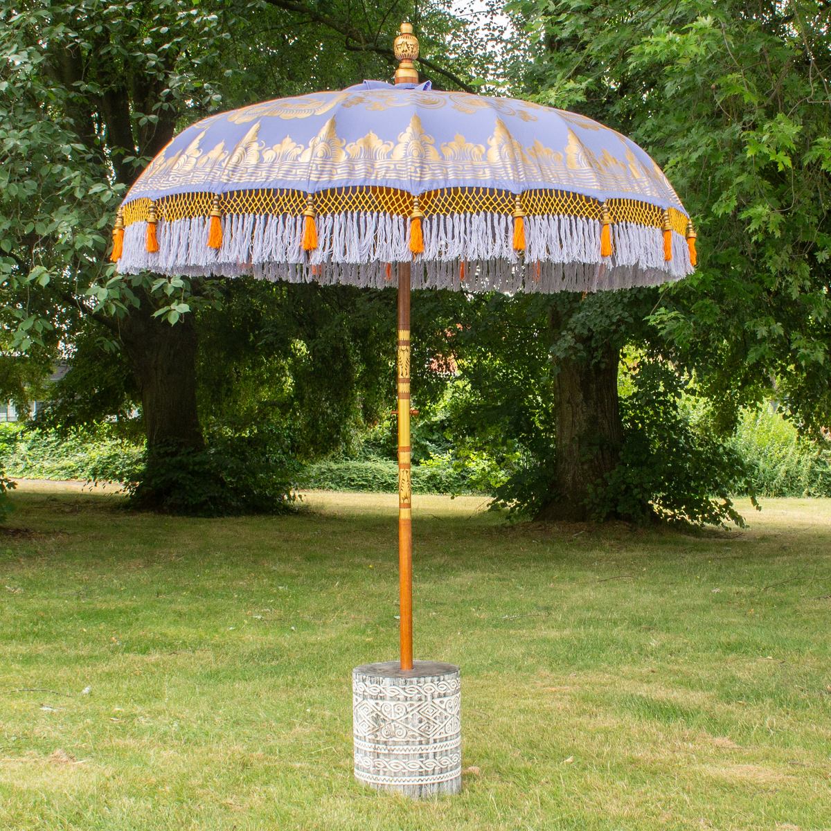 Original Balinesischer Sonnenschirm Bali Schirm Flieder 185 cm Model Amara