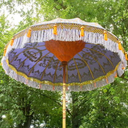 Original Balinesischer Sonnenschirm Bali Schirm Flieder 185 cm Model Amara