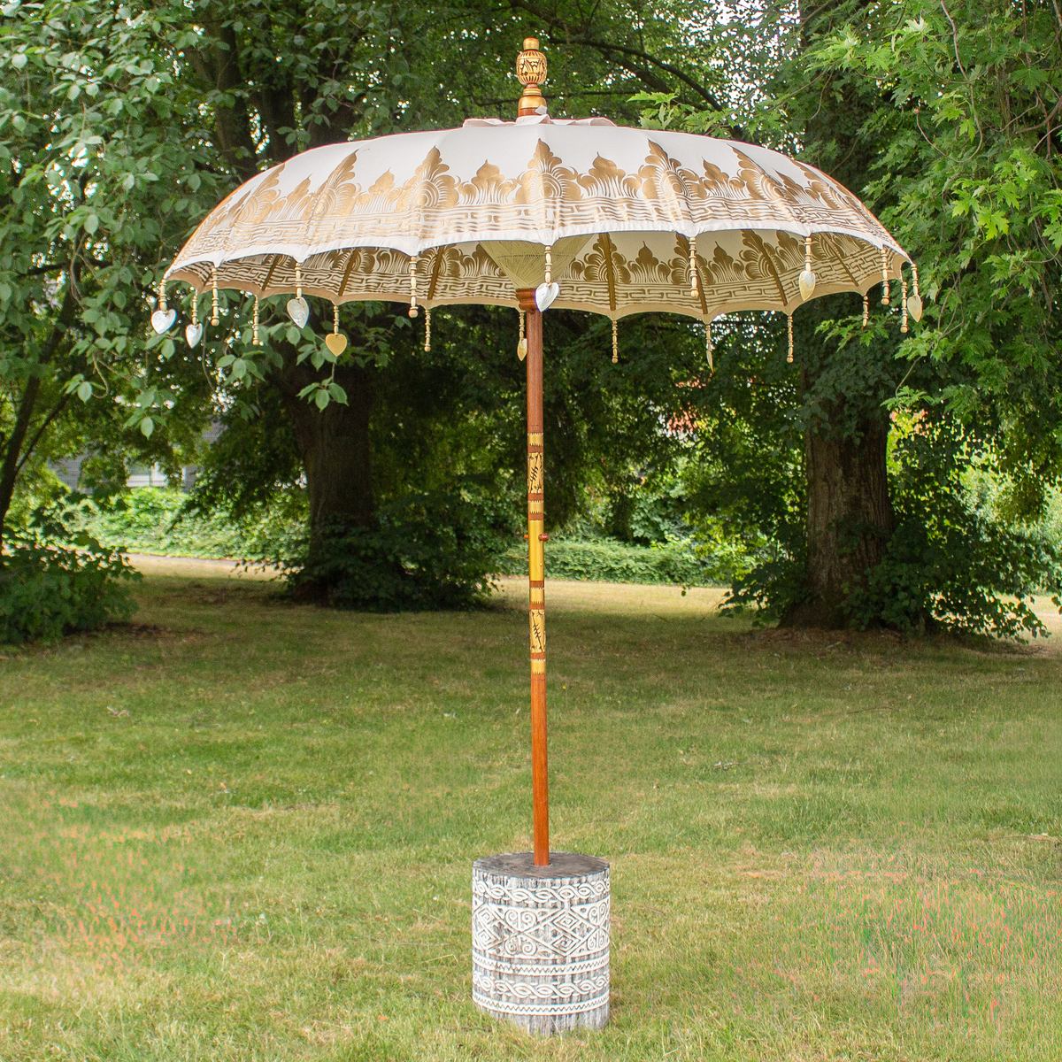 Original Balinesischer Sonnenschirm Bali Schirm Creme 185 cm Model Elena